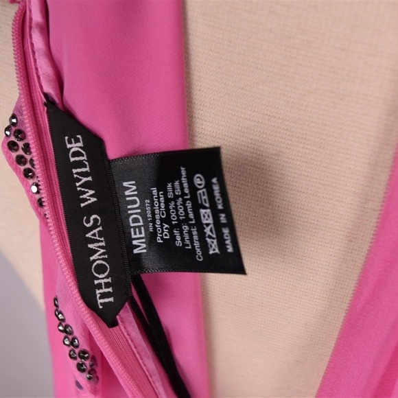 Thomas Wylde Silk Chiffon Leather Dress Sequins - Picture 7 of 8